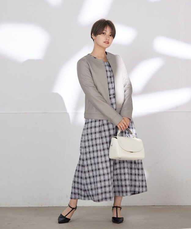 Tiaclasse L 【本革】ノーカラーシープレザージャケット モカ