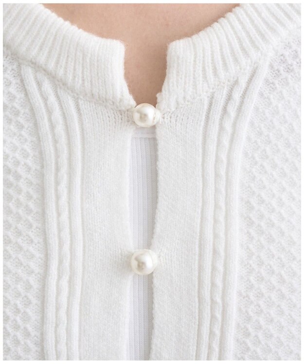 earth music&ecology パールボタンショートニットカーディガン Off White