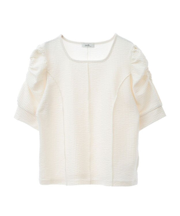 earth music&ecology ぽこぽこパワショルプルオーバー Ivory