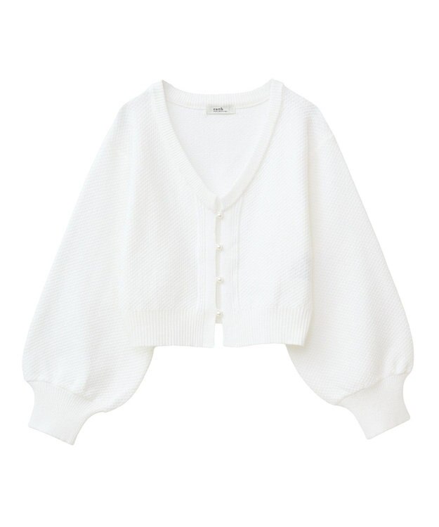 earth music&ecology パールボタンショートニットカーディガン Off White