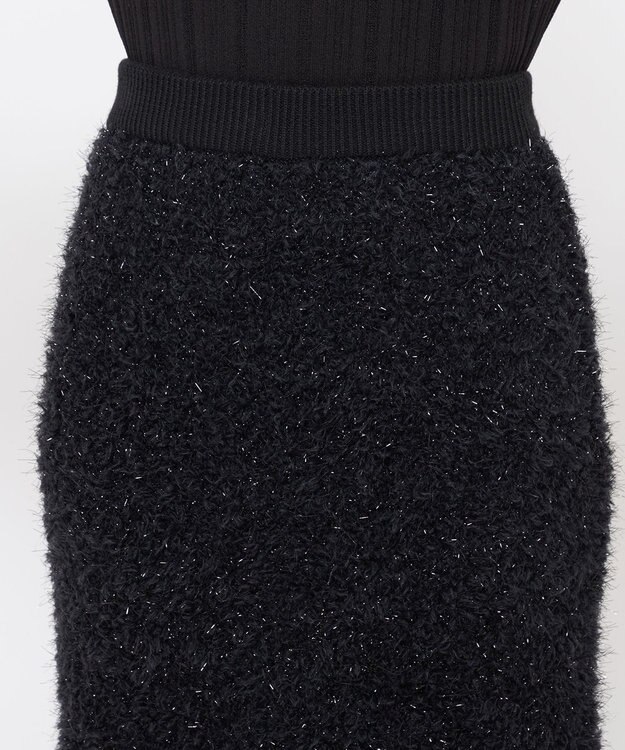 uncrave ヘアリー ラメ ニット スカート（uncrave WHITE） メタルブラック