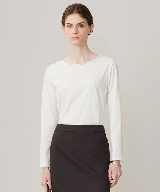 ICB L 【洗える】コンパクトモクロディ プルオーバー［ボールチェーン］ オフホワイト系