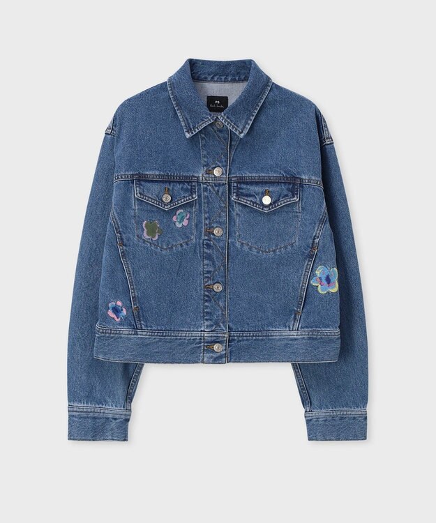 Paul Smith PS Happy フラワーエンブロイダリー デニムジャケット インディゴブルー