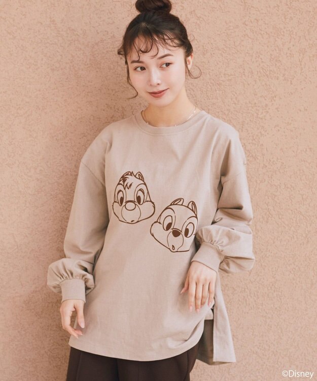 earth music&ecology 【予約】【綿100％】Disney/アソートプリントロンTEE ブラウン