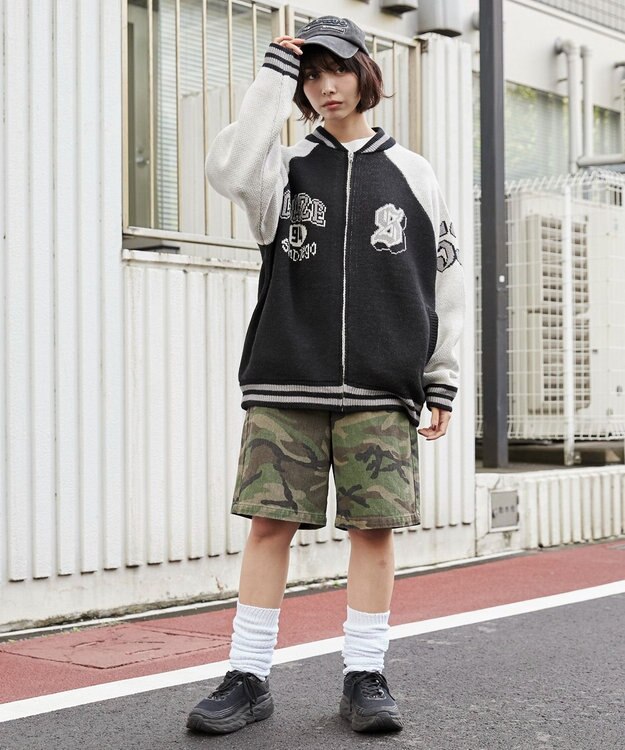 WEGO 【ユニセックス着用ITEM/MLサイズ展開】ジャガードニットスタジャン ブラック