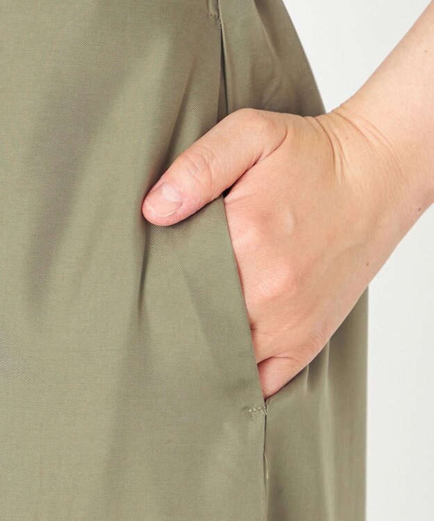 NAVE 【ReNAVE・セットアップ可/洗える/UVケア/接触冷感】フィブリルシャンブレー Aラインスカート カーキ系