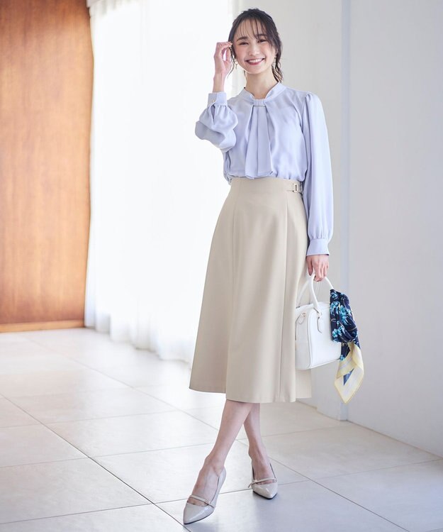 ANY SIS L 【洗える】4WAYボウタイ ブラウス ライトブルー