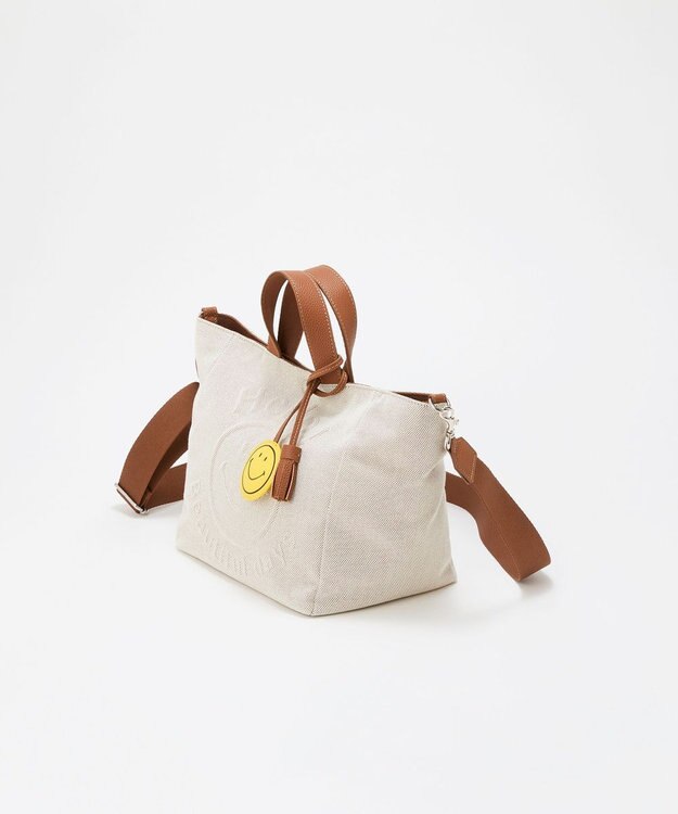 TOPKAPI 【Breath TOPKAPI】SMILE COLLECTION エンボス スマイル 2way トートバッグ /スマイルチャーム付き ベージュ