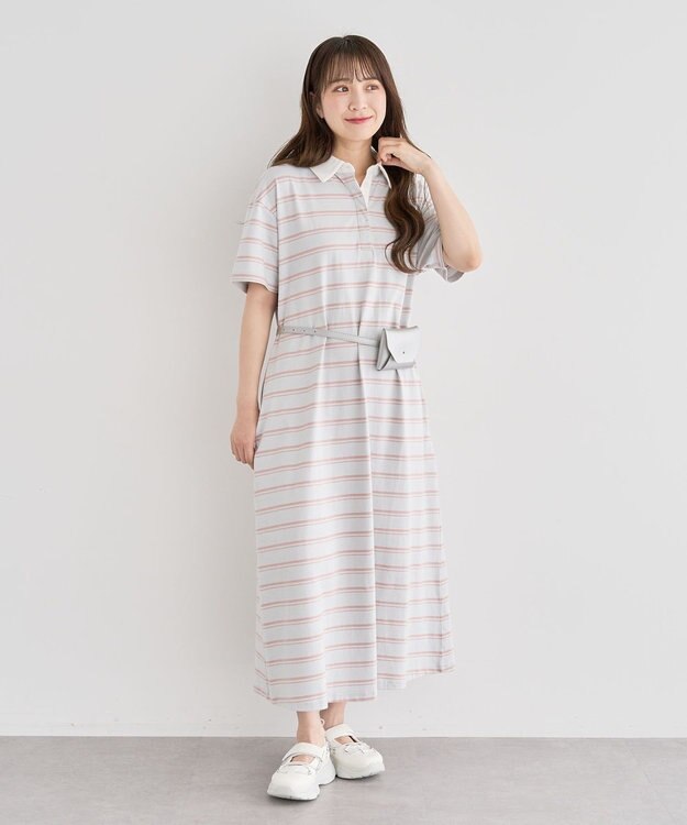 Green Parks ・ＳＵＧＡＲ　ＳＰＯＯＮ　ボーダーポロワンピース Light Gray