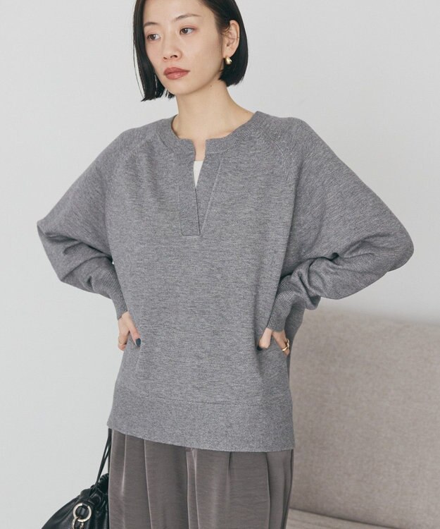 AMERICAN HOLIC バイパチカフタンラグランニットプルオーバー Light Gray Mixture