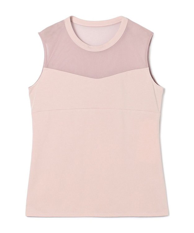 Chacott HandsomeCotton チュールノースリーブTシャツ グレイッシュローズ