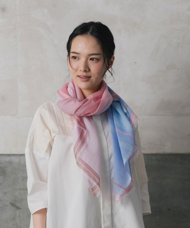 POLS 播州織 極細コットンストール ピンク