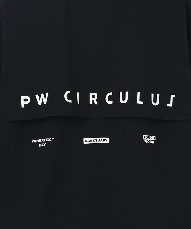 PW CIRCULUS 【MEN】【ストレッチ / 通気性】ロゴ オープンカラー シャツ ブラック系