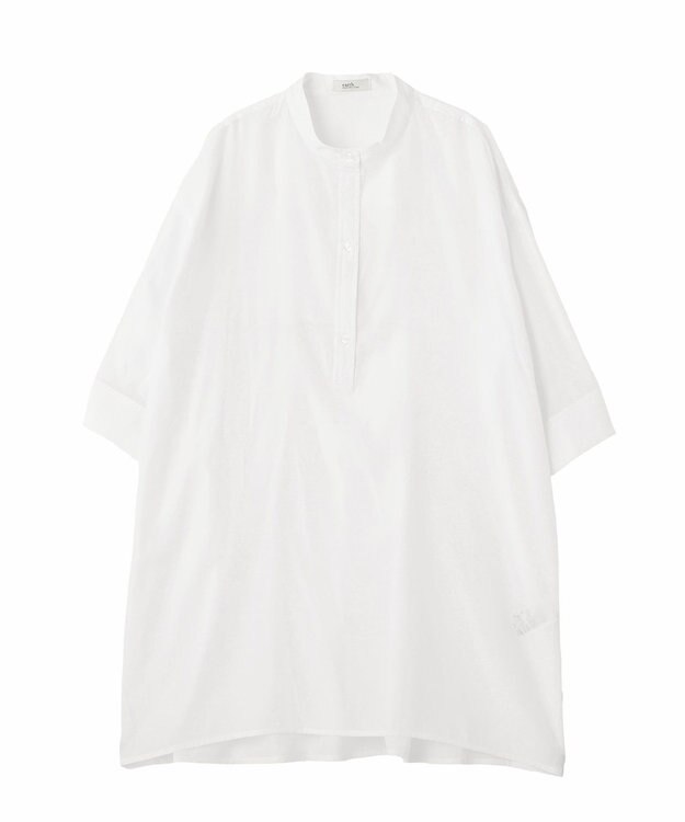 earth music&ecology スタンドカラーオーバーチュニックシャツ Off White