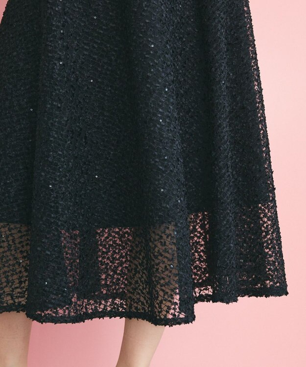 GRACE CONTINENTAL フェザーembドレス ブラック