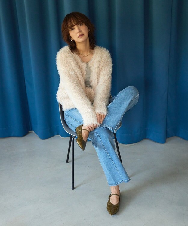 AMERICAN HOLIC シャギーニットクルーネックカーディガン Ecru