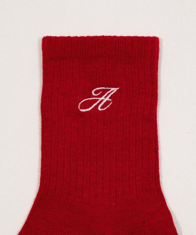 WEGO アルファベット刺繍ソックス レッド