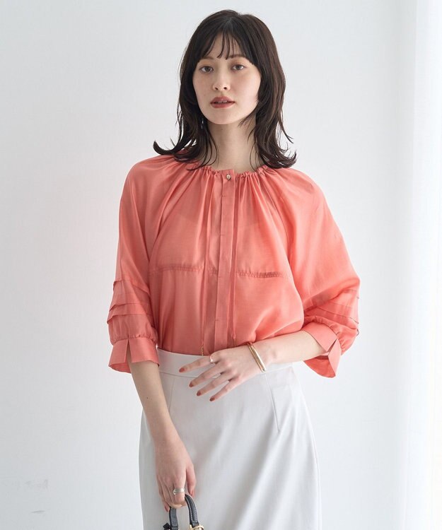 YECCA VECCA タックスリーブシアーシャツ Orange