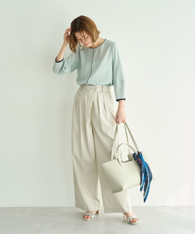 YECCA VECCA ビットプリントプリーツスカーフ Navy