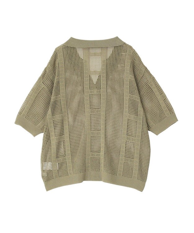 earth music&ecology レーシースキッパーポロニットプルオーバー Khaki