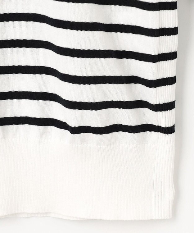 J.PRESS LADIES 【洗える】BASIC HT-COTTON クルーネック ボーダー カーディガン ブラック系1