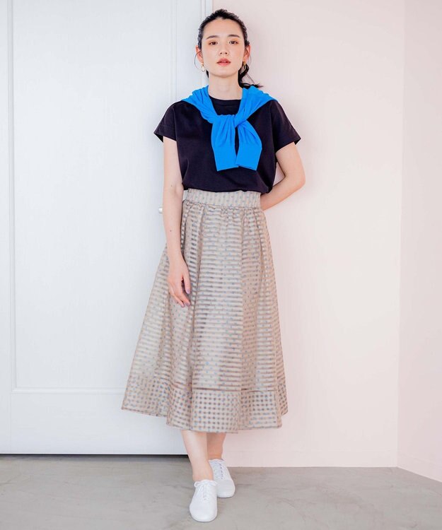 組曲 【汗ジミ防止・撥水】GIZAプレーティング天竺フレンチスリーブ カットソー ブラック系