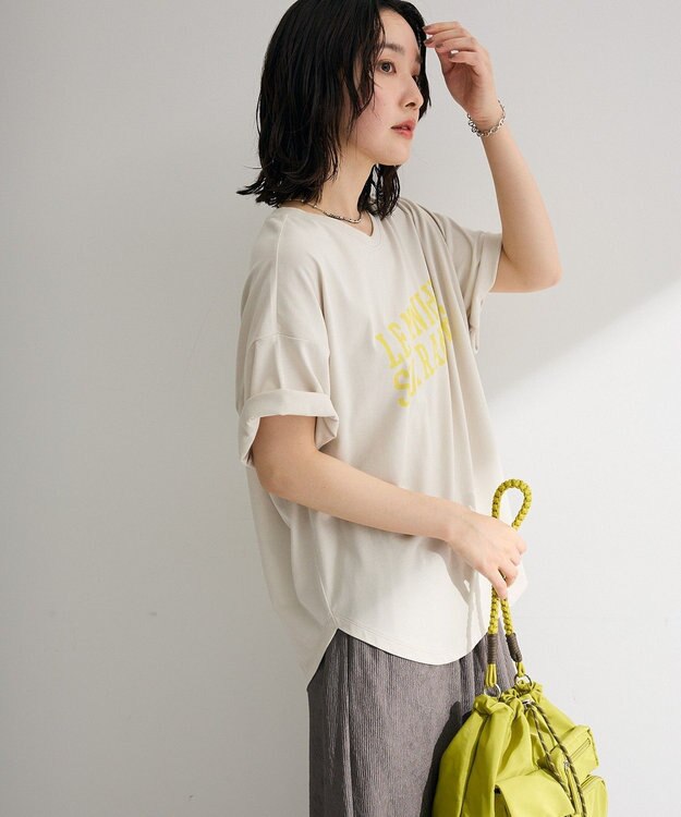 Green Parks 裾ラウンド機能ロゴTシャツ Light Beige