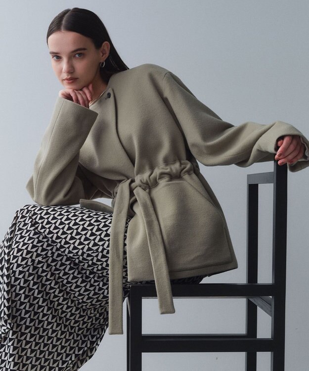 BEIGE， LABBOCK / ウール混2WAYショートコート  L.Khaki