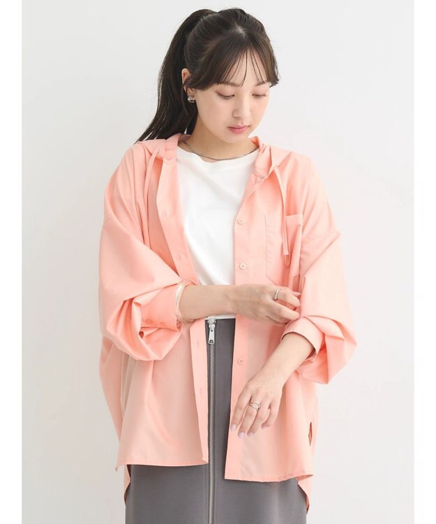 earth music&ecology フーディーシャツ Pink