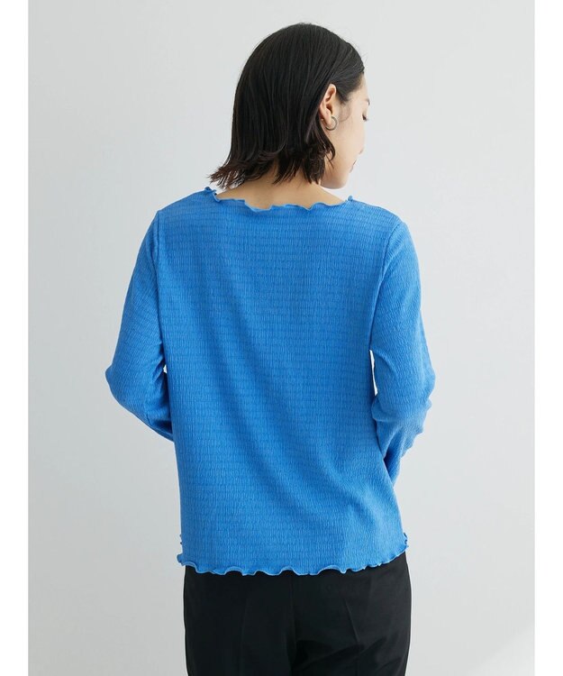 Green Parks ボートネックシャーリングカットプルオーバー Blue