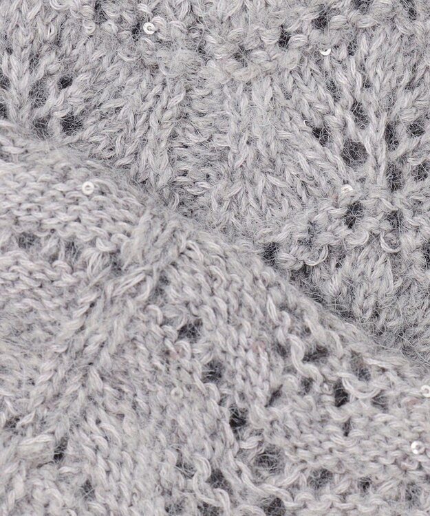 ANY SIS 【洗える】透かし編みスパンコール ニット ライトグレー