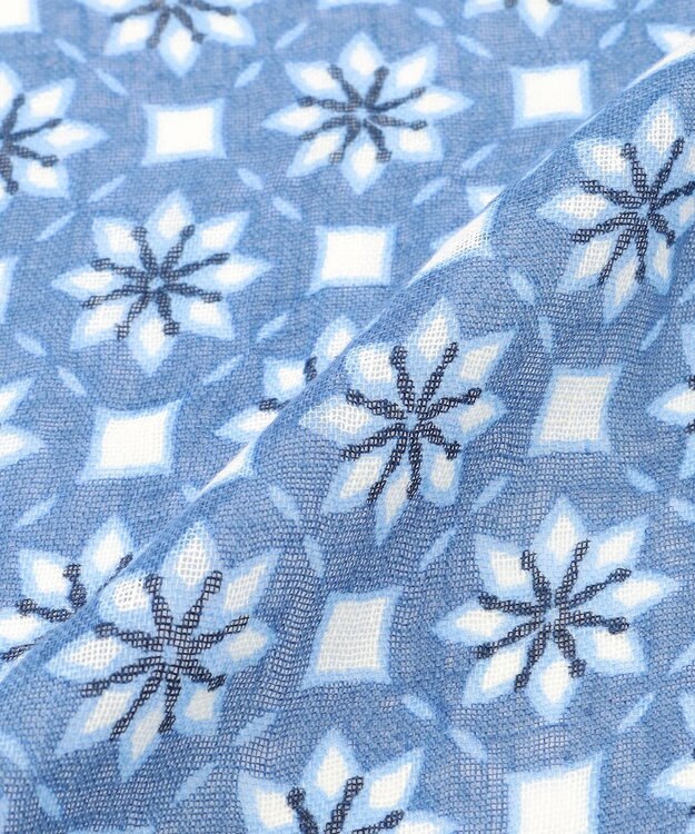 JOSEPH ABBOUD 【麻100％】フラワークレストパターン ストール ネイビー系6