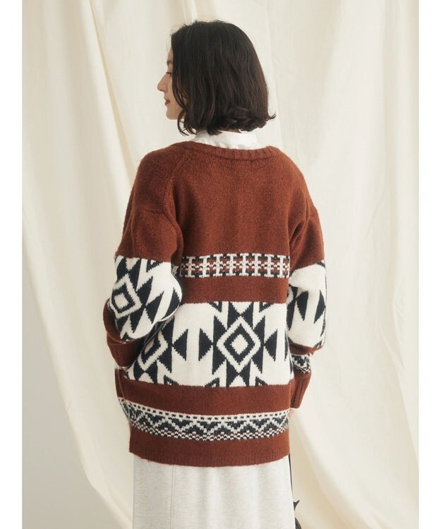 CRAFT STANDARD BOUTIQUE オルテガ柄ニットＺＩＰブルゾン Brown