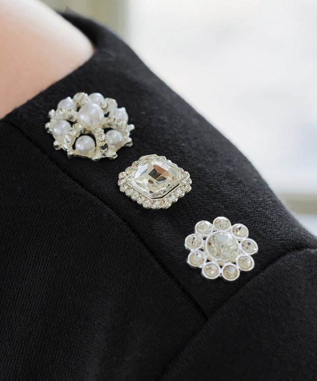 Tiaclasse 【洗える】裏起毛ドッキングワンピース ブラック×グレージュ