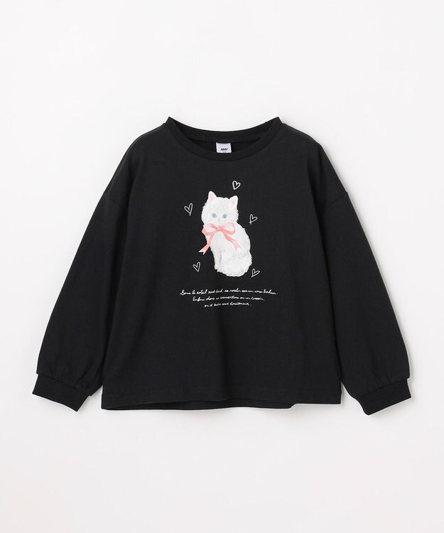 ANY KIDS 【綿100%】ネコアソート 長袖Tシャツ ブラック
