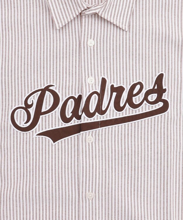 WEGO 【ユニセックス着用ITEM】別注MLBストライプグラフィックシャツ（SS） ブラウンストライプ