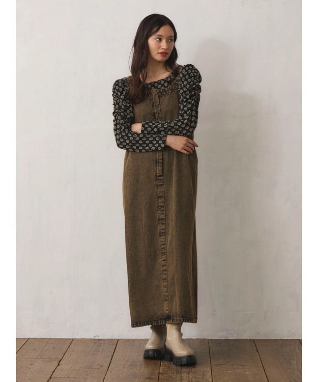 Green Parks ・ＳＵＧＡＲ　ＳＰＯＯＮ　カラーデニムジャンスカ Brown