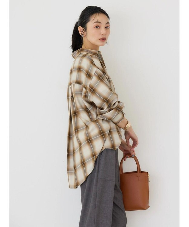 AMERICAN HOLIC イージーケアバックタックシャツ Check Ivory