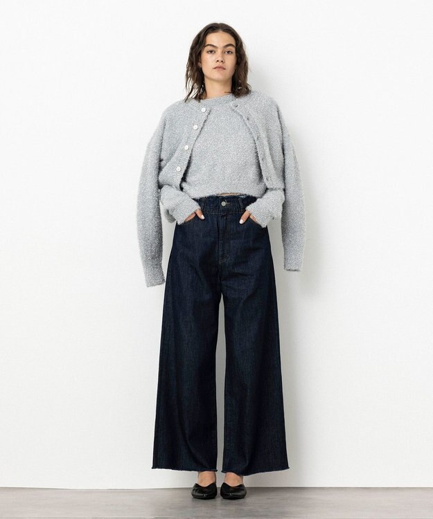 NAVE 【Nave・洗える】ラメニット カーディガン シルバー系