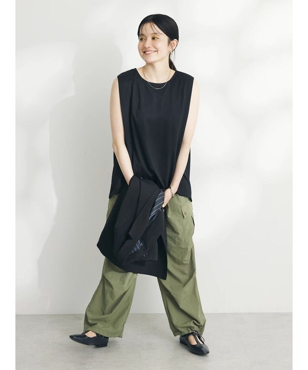 CRAFT STANDARD BOUTIQUE 肩タックノースリーブプルオーバー Black