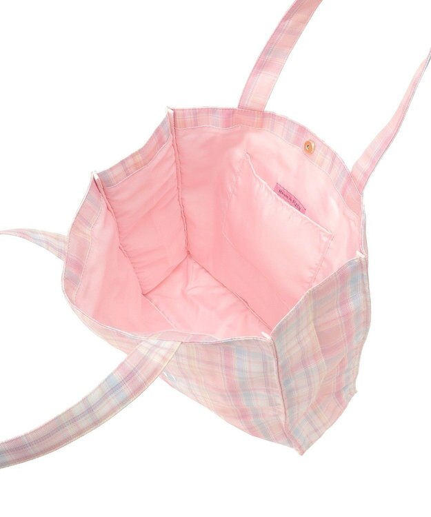 Maison de FLEUR ブランドロゴ刺繍チェックスクエアトート Pink