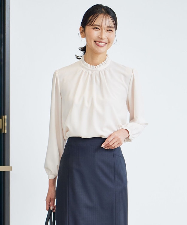 23区 L 【洗える】ジョーゼット フリル ブラウス ピンク系