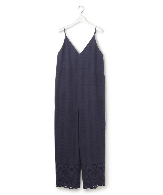 23区 【洗える】コットンエンブロイダリー オールインワン ネイビー系