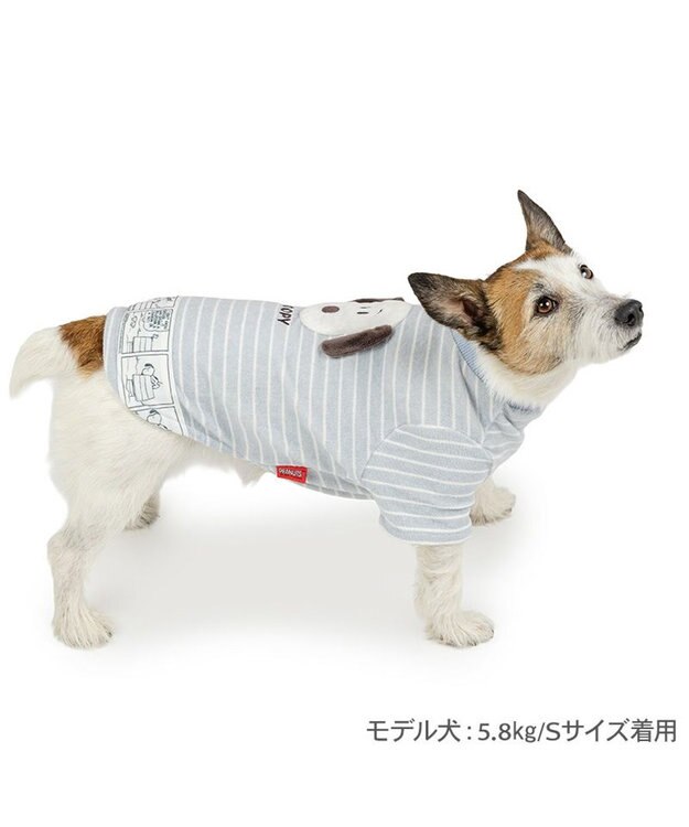 PET PARADISE スヌーピー サーモキープ お顔コミックTシャツ  小型犬 ライトインディゴブルー