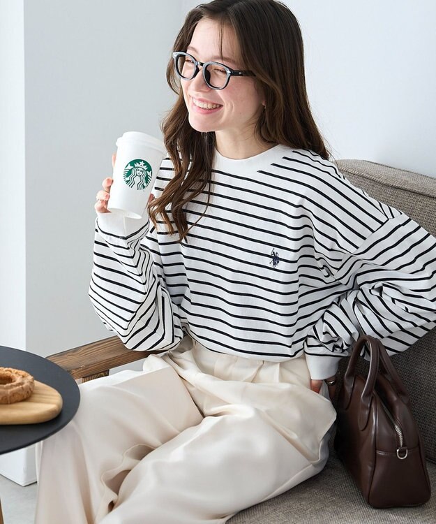 WEGO 【ユニセックス着用ITEM/MLサイズ展開】U.S. POLO ASSN.ワンポイント刺繍LST ホワイトボーダー