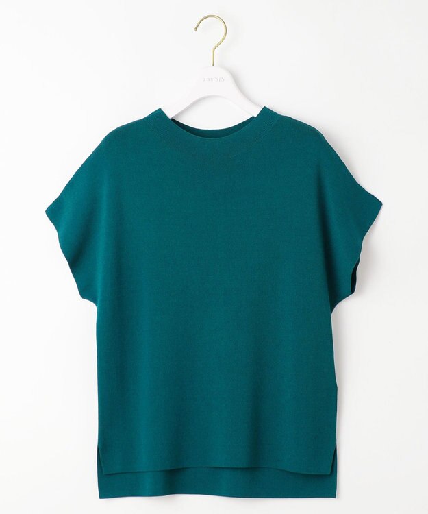 ANY SIS 【洗える】ボトルネックフレンチスリーブ ニットT ディープグリーン
