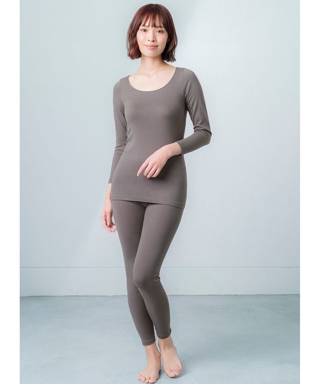 Wing あったかインナー オーガニックコットン混  やわらかくやさしい肌ざわり 【綿の贅沢オーガニック】 綿混 ボトム 足首丈 秋 冬 ER4831 ウイング／ワコール グレー