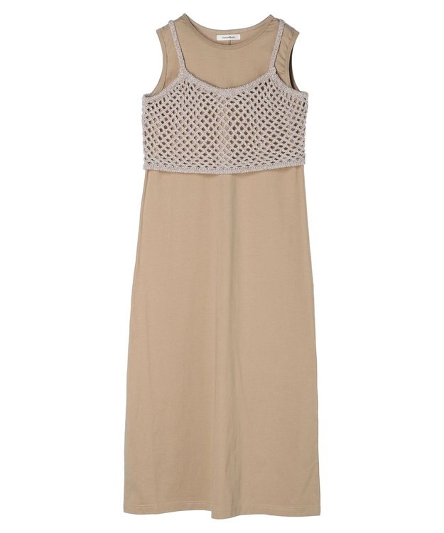 Green Parks ニットビスチェ付きカットソーワンピース Beige
