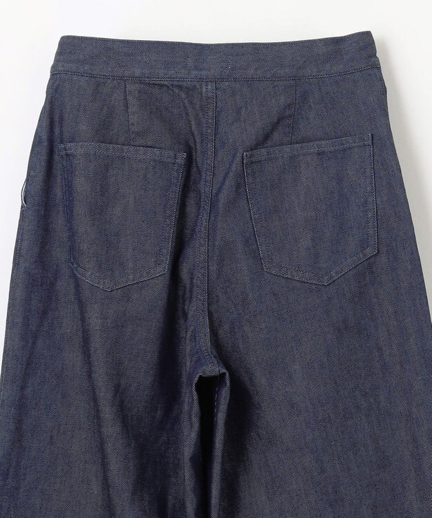 NAVE 【ReNave・セットアップ可/洗える】マーセライズデニム ラップワイドパンツ ネイビー系