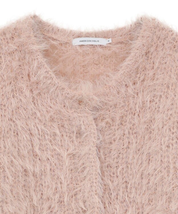 AMERICAN HOLIC シャギーニットクルーネックカーディガン Pink